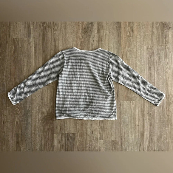 Bella Bliss Girls Long Sleeve Grey and White Stripe Shirt - Size 10 - Picture 2 of 5